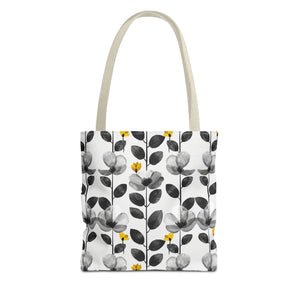 Black & White Floral Tote Bag