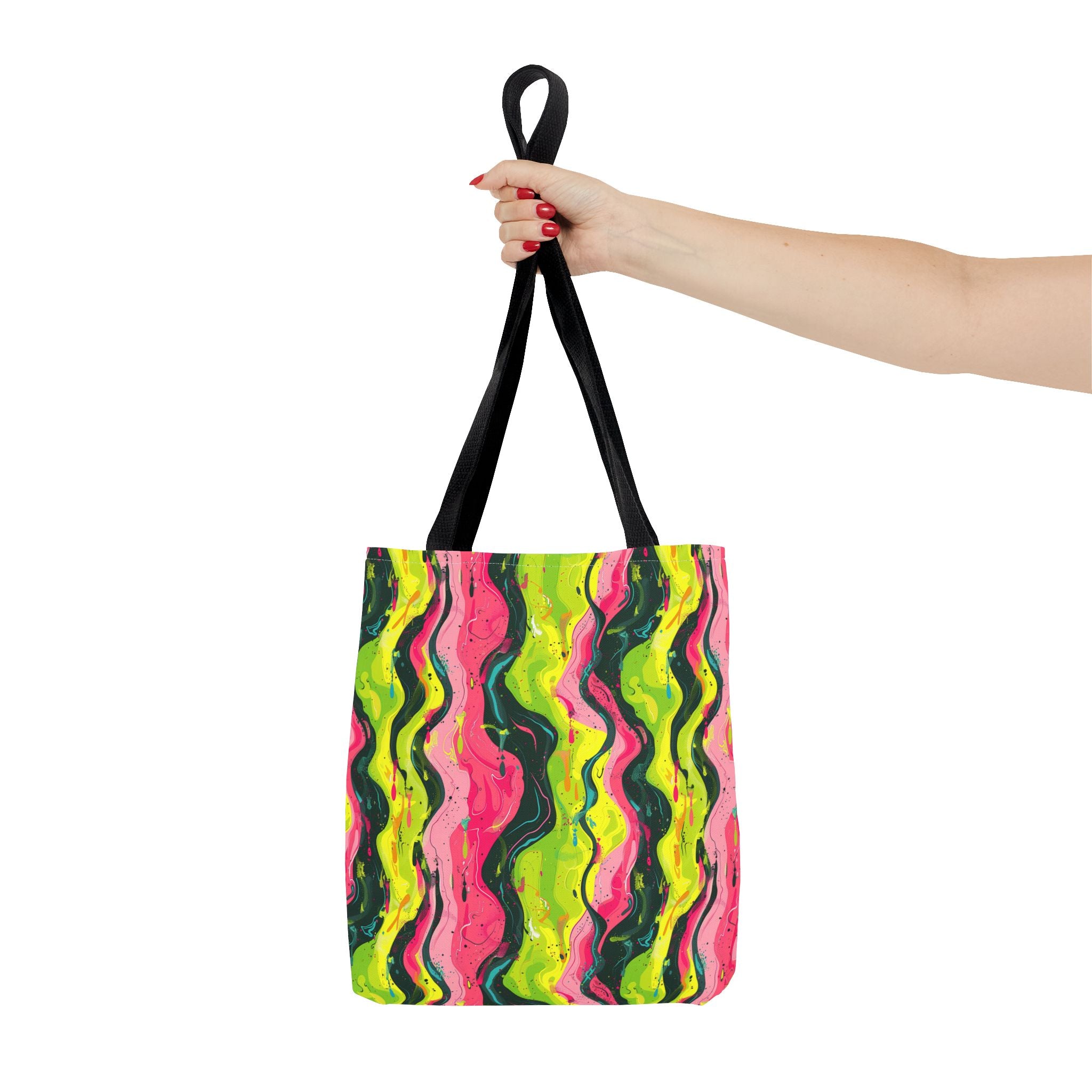 Wavy Pink Yellow Green Pattern Eccentric Tote Bag