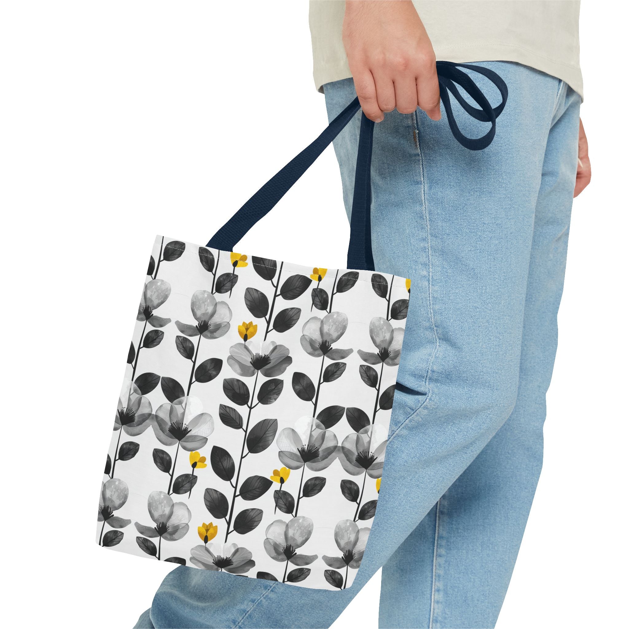 Black & White Floral Tote Bag