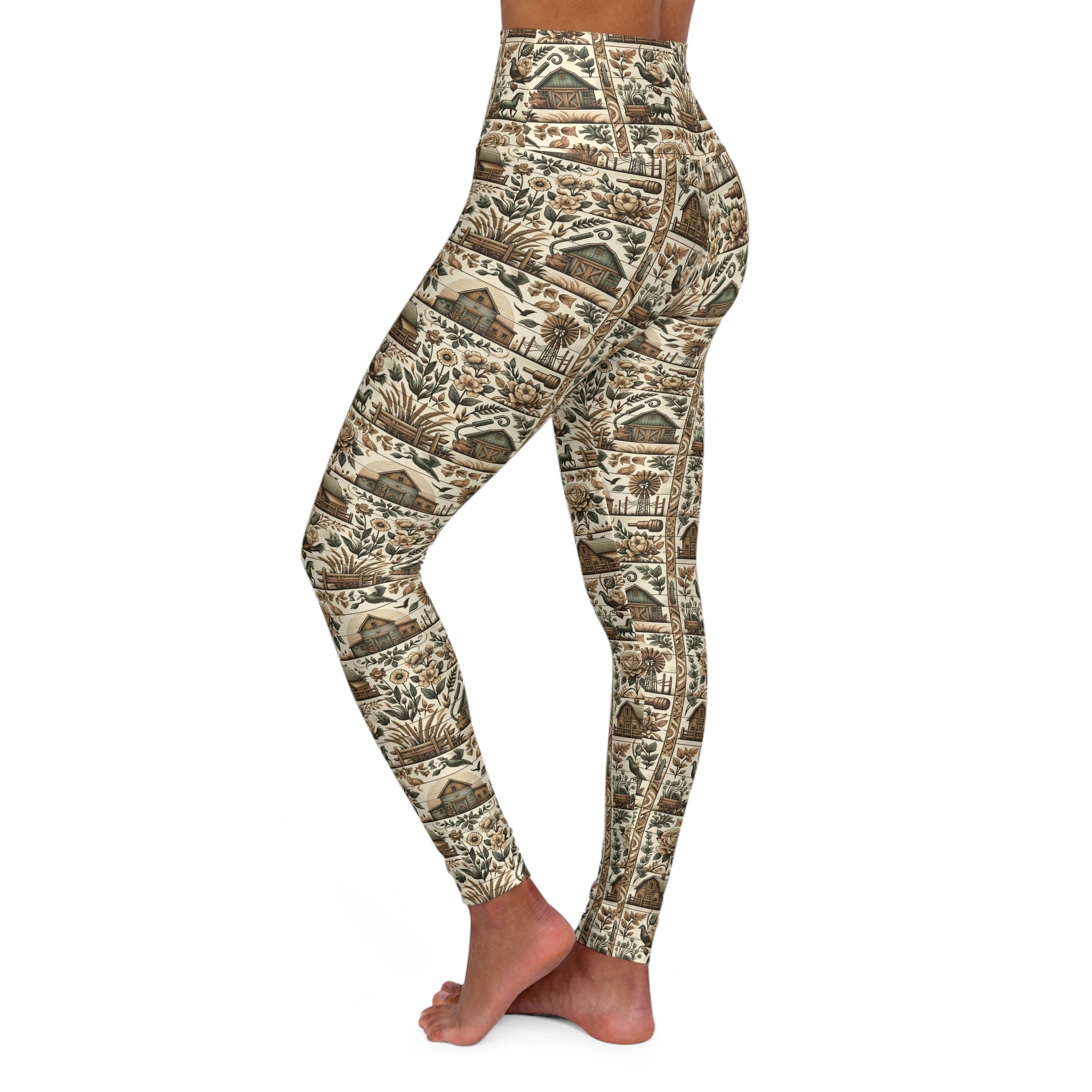 Rustic Country Gym Leggings for Women S-2XL - High Waist Fit