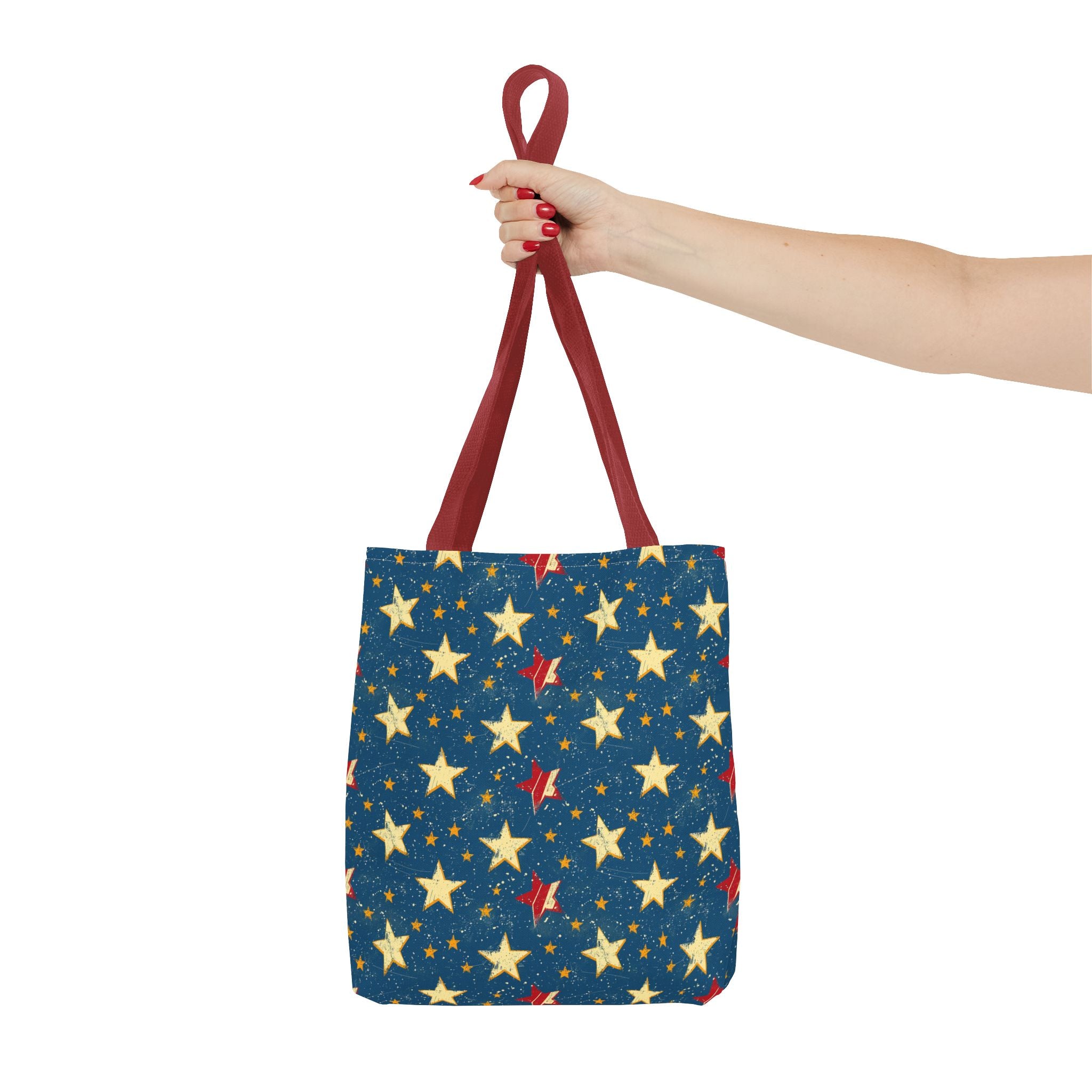 Red, Blue & White Starts American Flag Pattern Patriotic Tote Bag