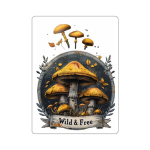 Black Whimsical Fairycore Wild & Free Mushroom Vinyl Sticker