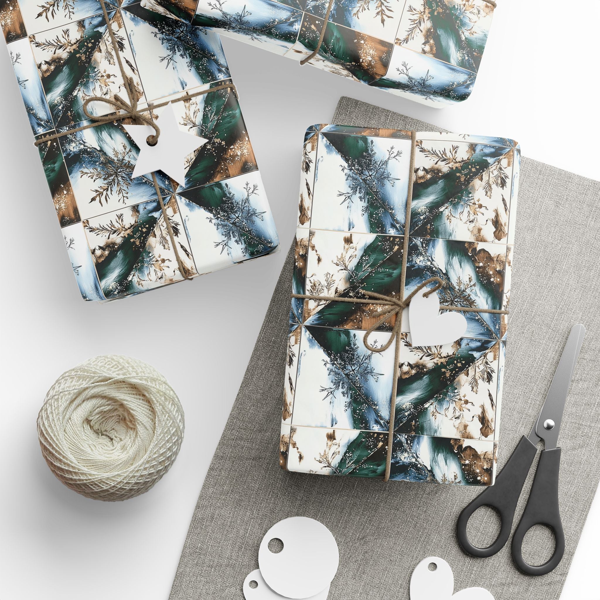 Green White Brown Rustic Unique Wrapping paper