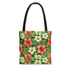 Pink & White Tropical Flowers Tote Bag