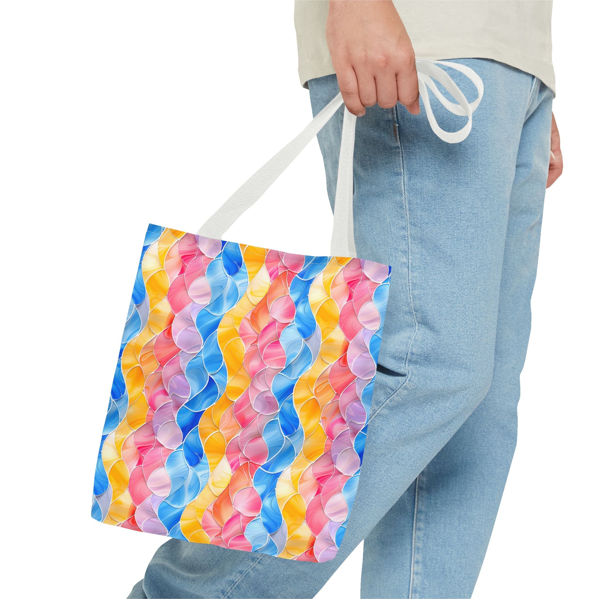 Pink Blue Yellow Pattern Tote Bag