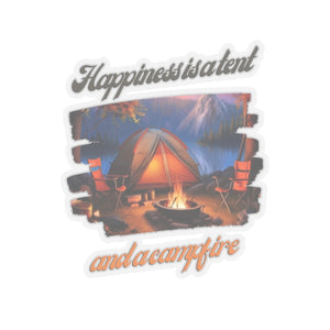 Happiness is a Tent and Campfire Camping Vinyl Sticker