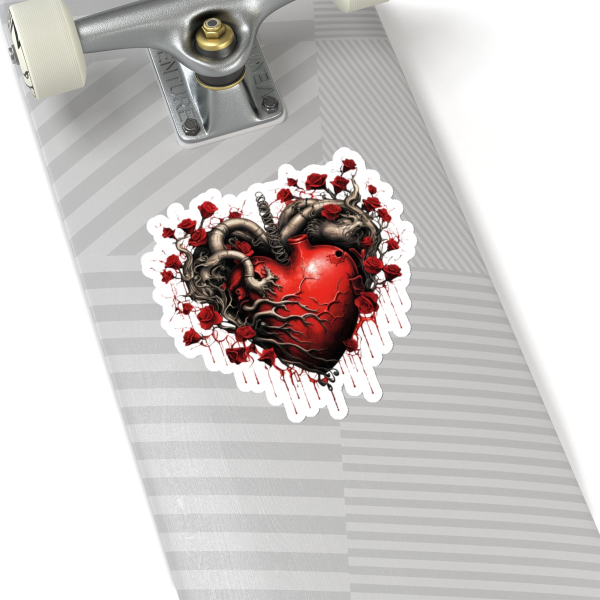 Roots Red Flower Black Heart Vinyl Sticker