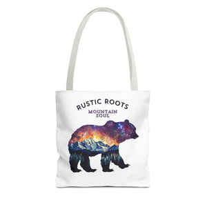 Rustic Roots Mountain Soul Tote Bag - Durable Polyester Tote, Adventure Bear Design