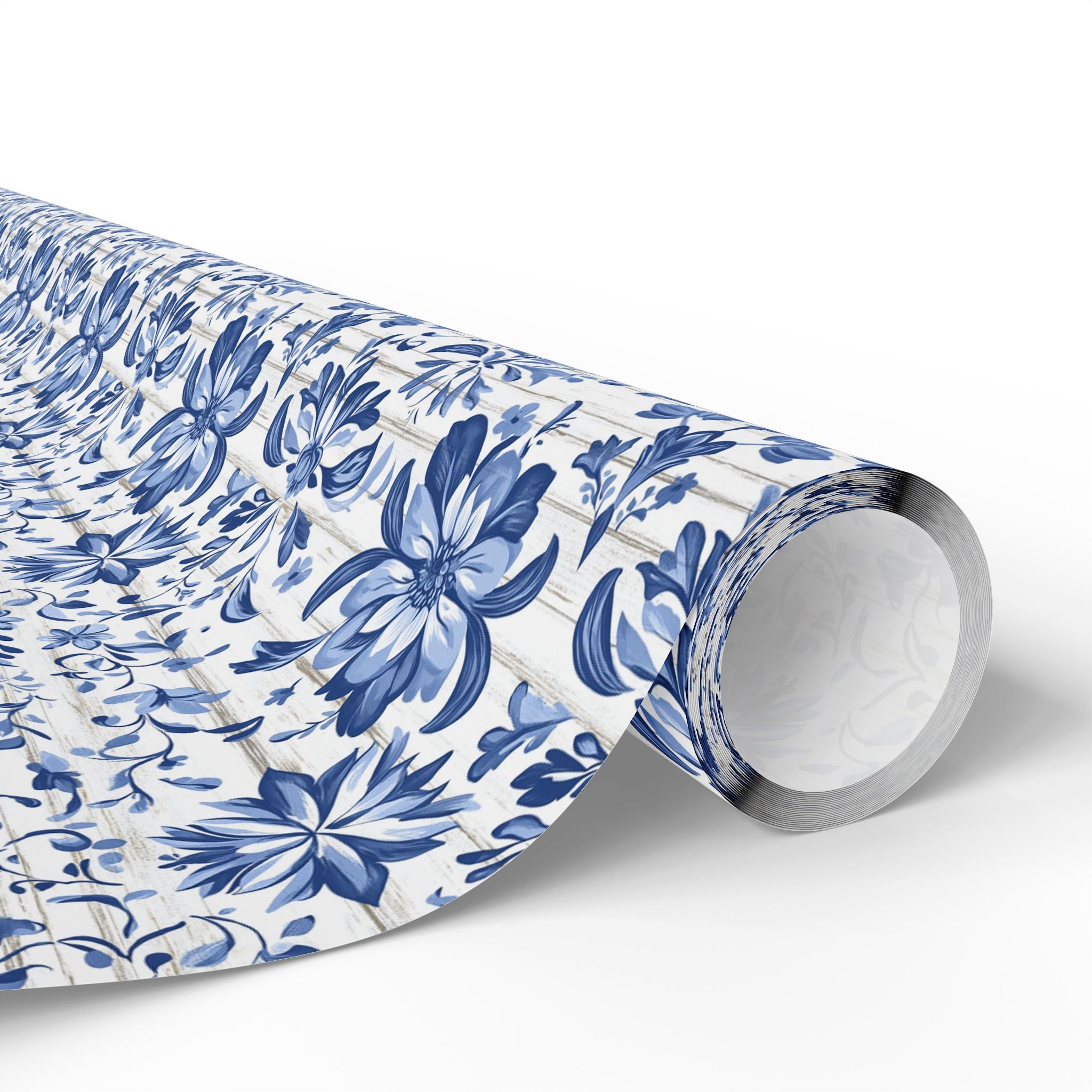 Rustic Blue and White Flower Wrapping paper