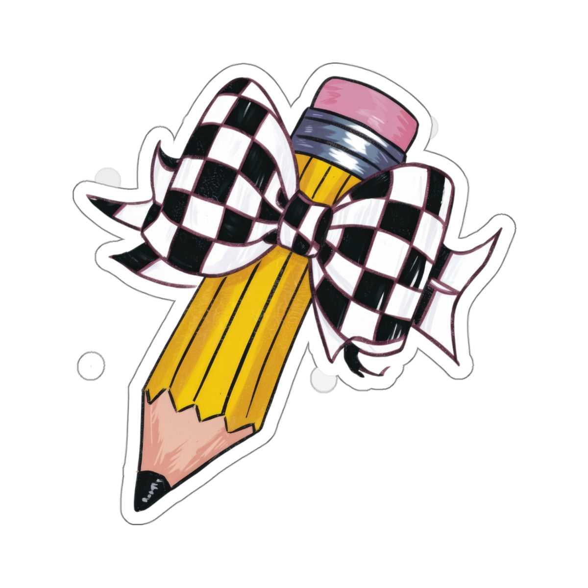 Checkered Flag Bow Pencil Sticker for Teachers back To School Gift