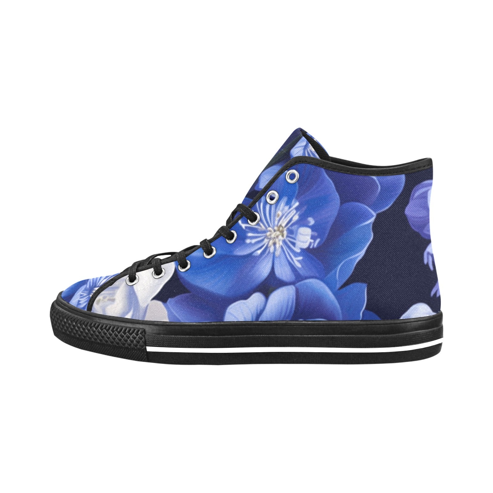 Midnight Bloom High-Top Canvas Shoes: Where Art Meets Attitude - Cranberry Lake Design Co.  #