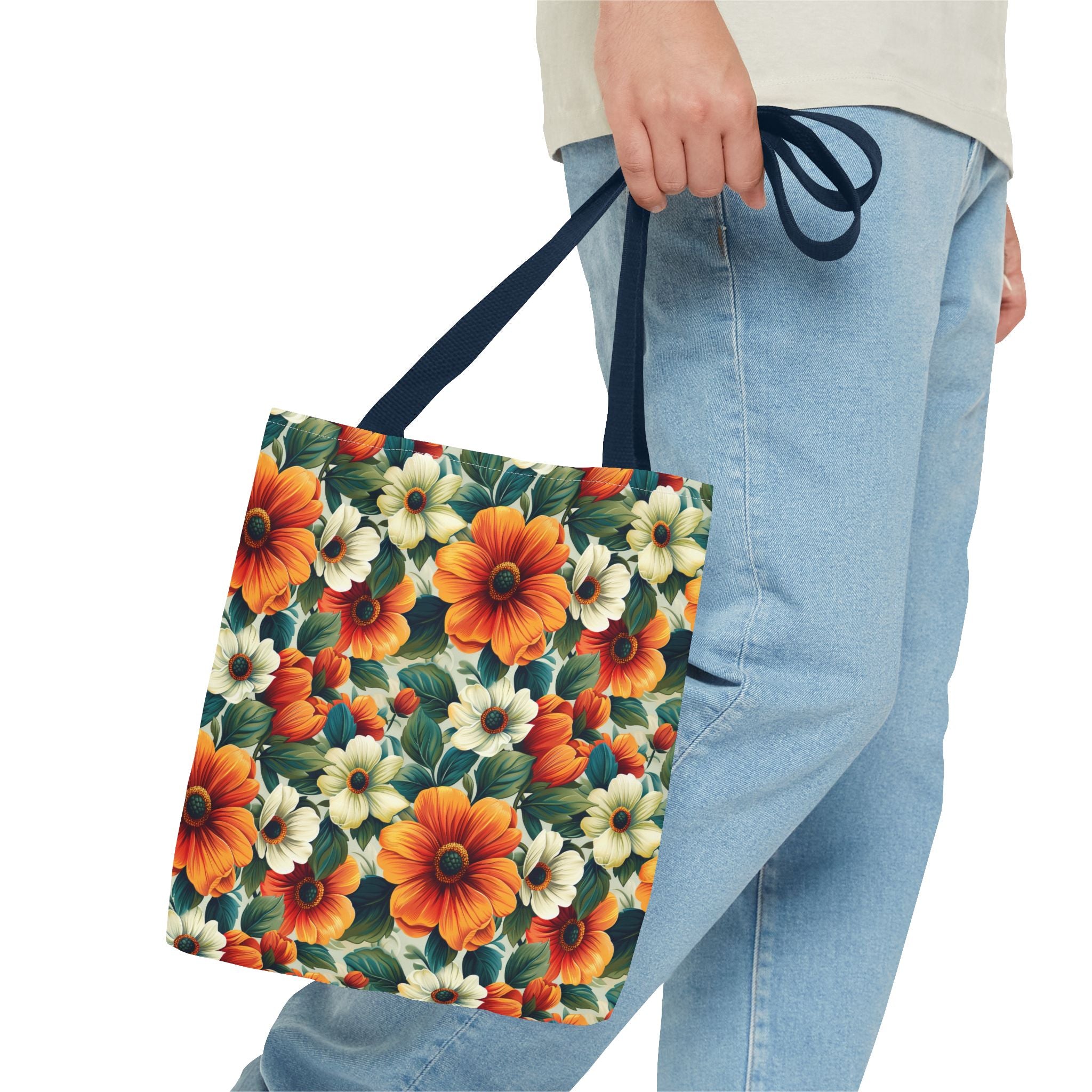 Orange & White Flower Summer Tote Bag