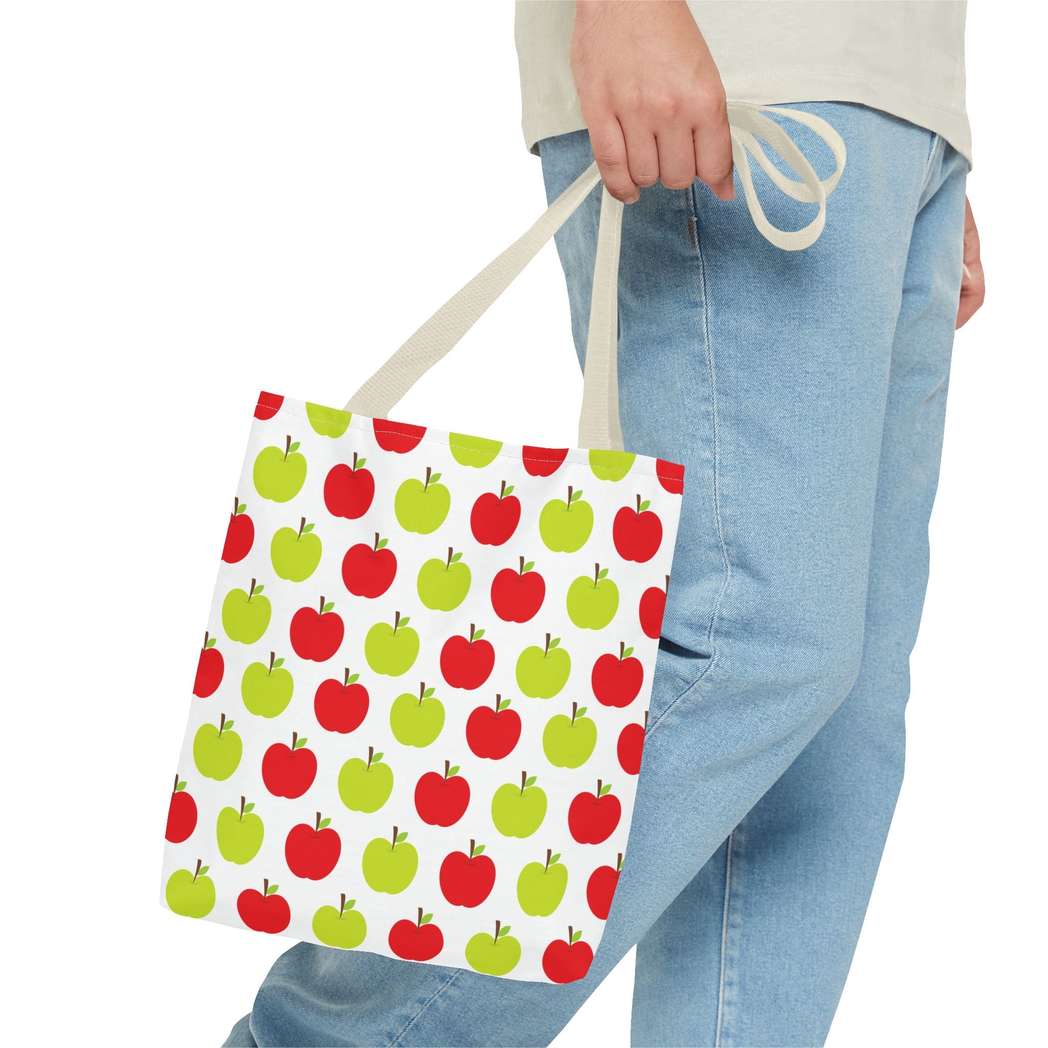 Red & Green Apple Print Back to School Tote Bag