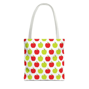 Red & Green Apple Print Back to School Tote Bag