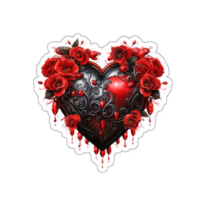 Black & Red Roses Heart Vinyl Sticker