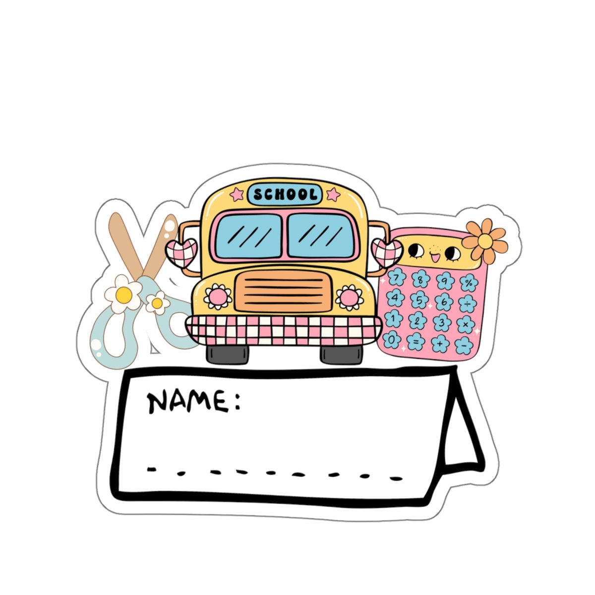 Cute Kids School Name Tag Kiss-Cut Sticker - Cranberry Lake Design Co.  #