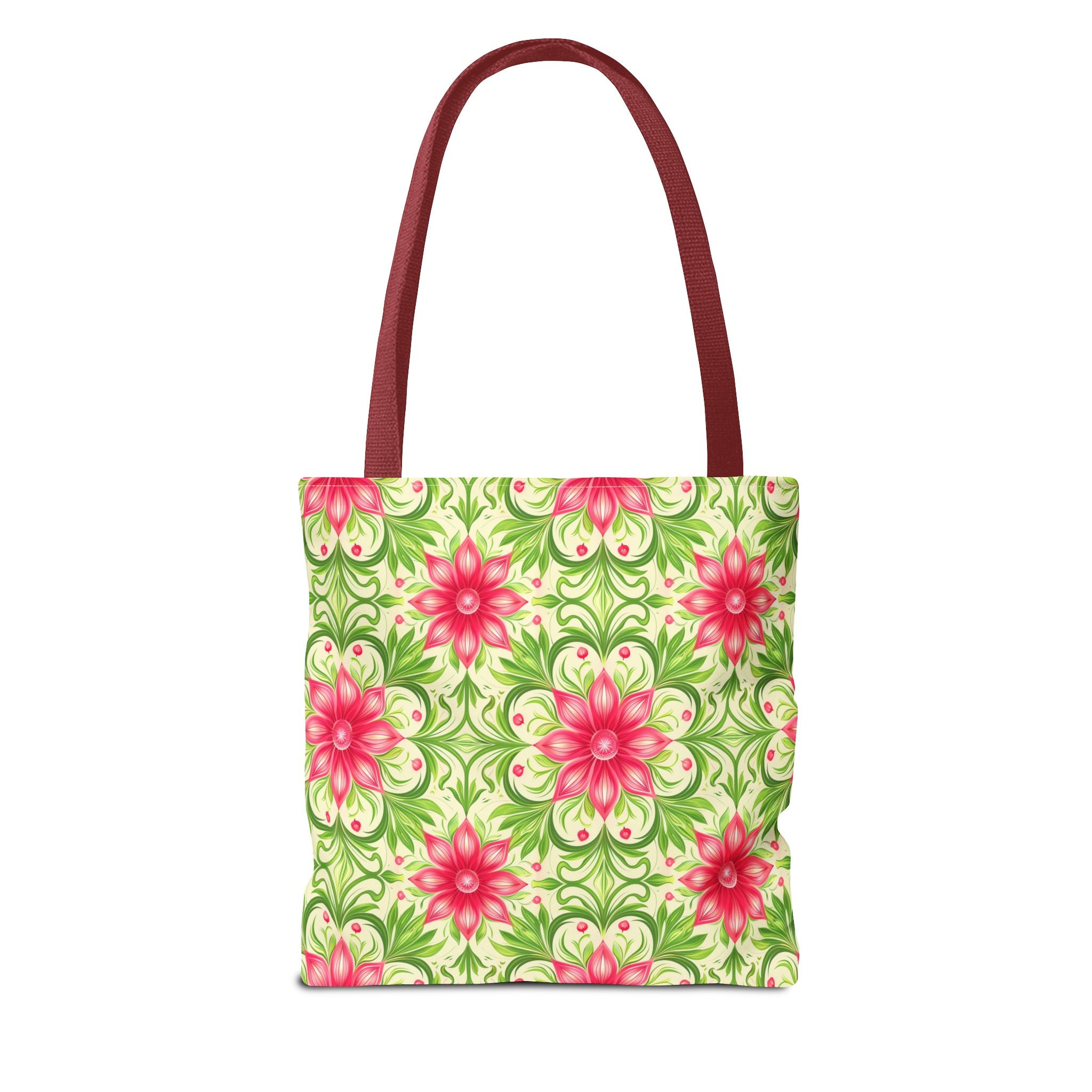 Pink & Green Floral Pattern Eccentric Tote Bag