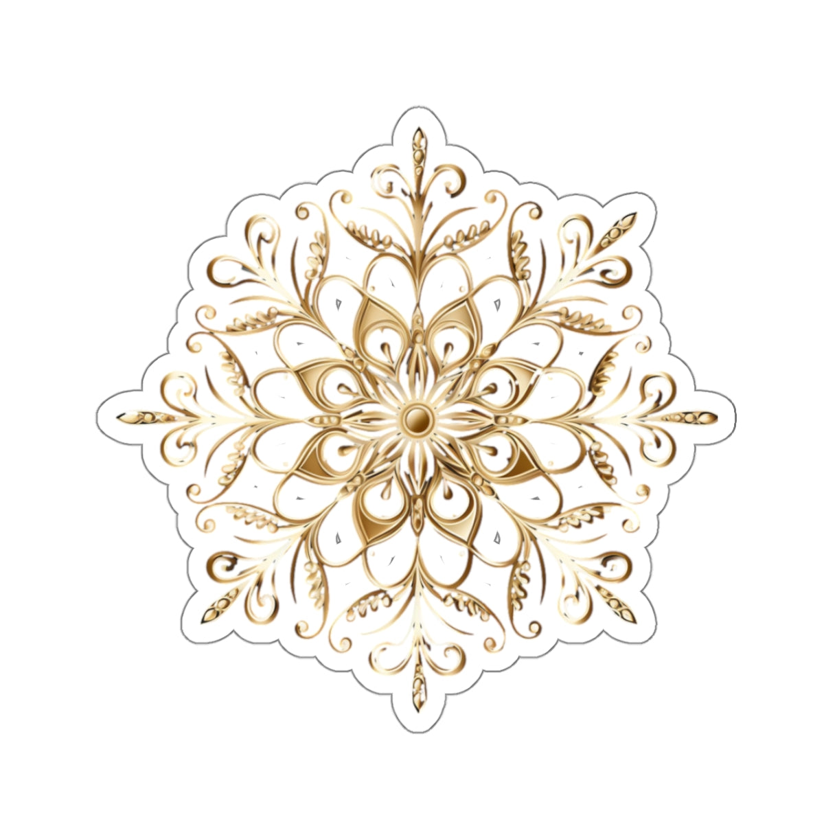 Gold Ornate Snowflake Holiday Christmas Vinyl Sticker