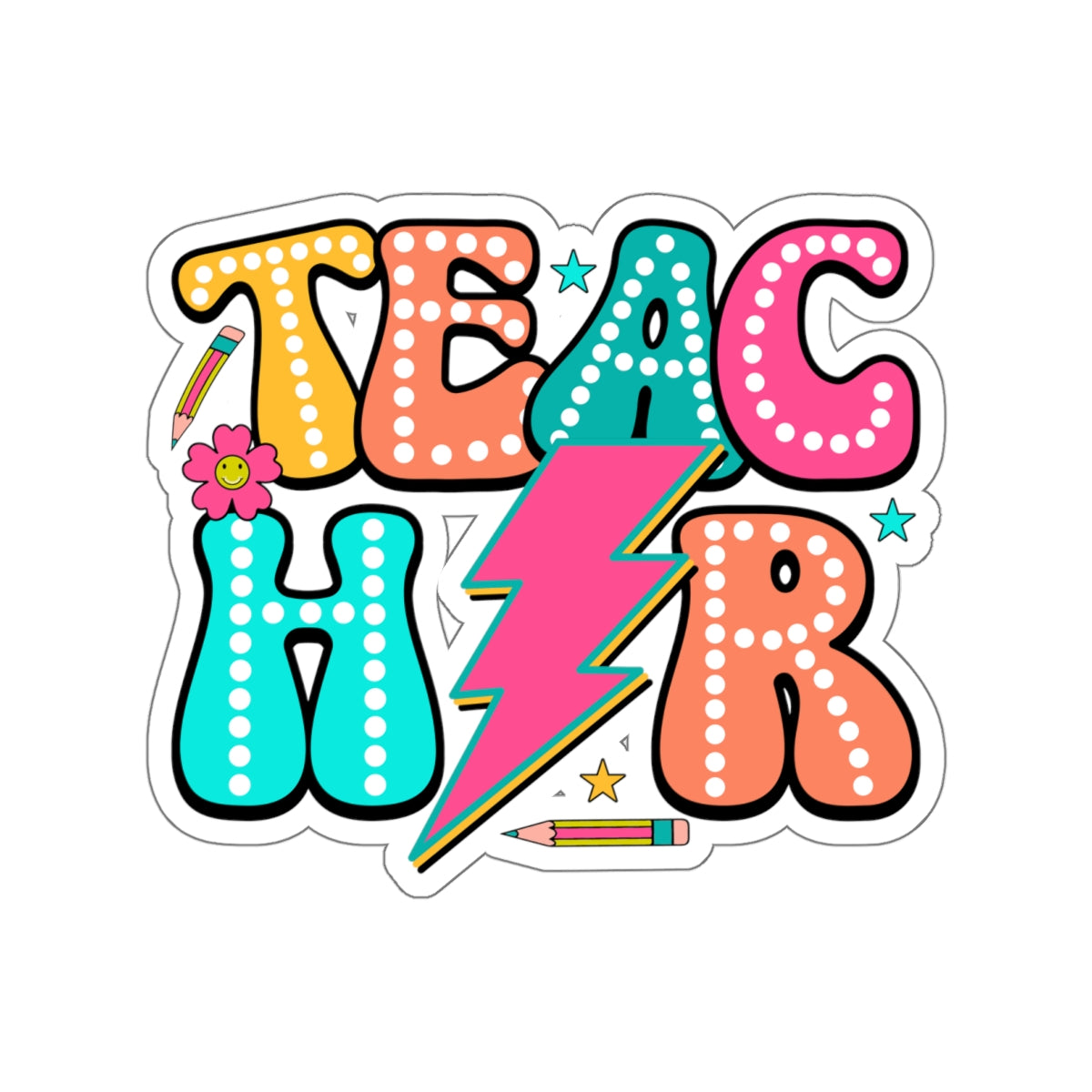 Retro Teacher Sticker for Teachers back To School Gift