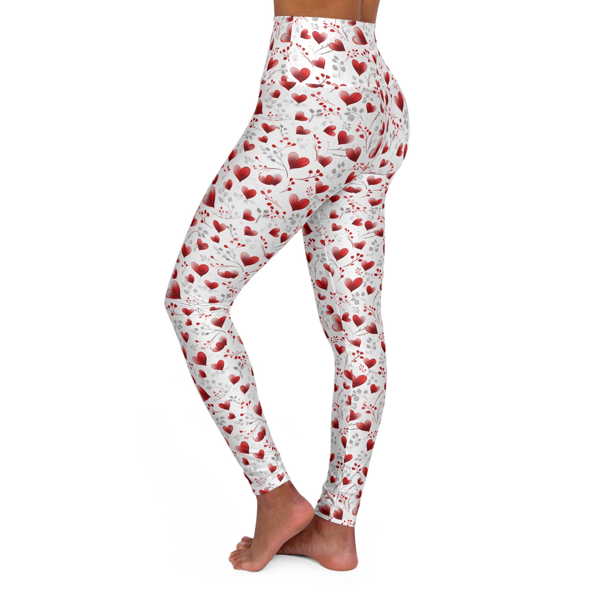 Red Valentine's Day Hearts Gym Leggings for Women S-2XL