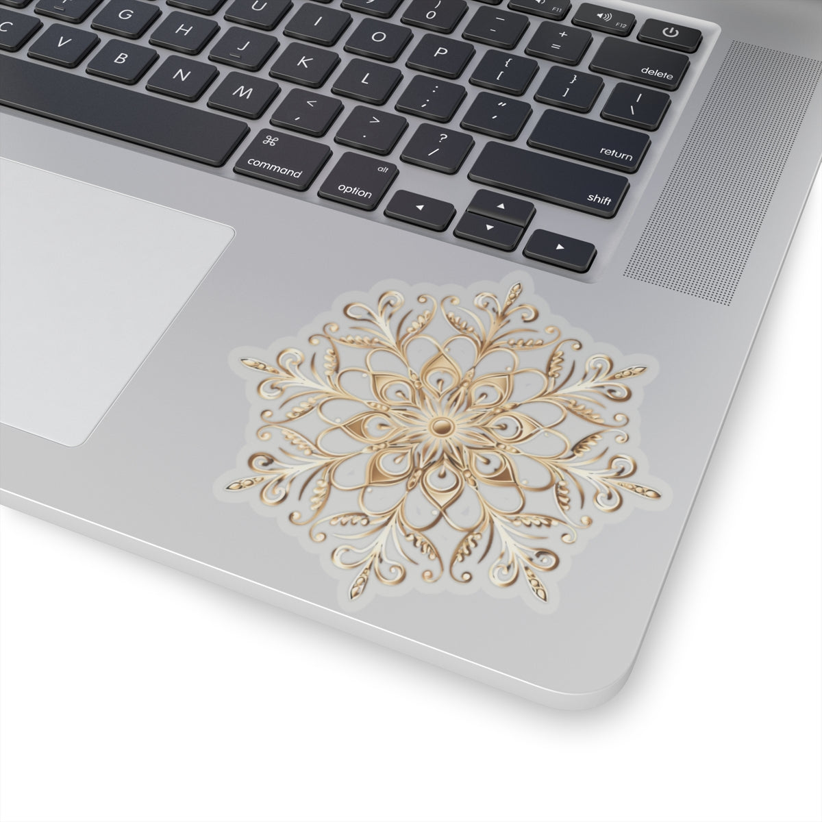 Gold Ornate Snowflake Holiday Christmas Vinyl Sticker