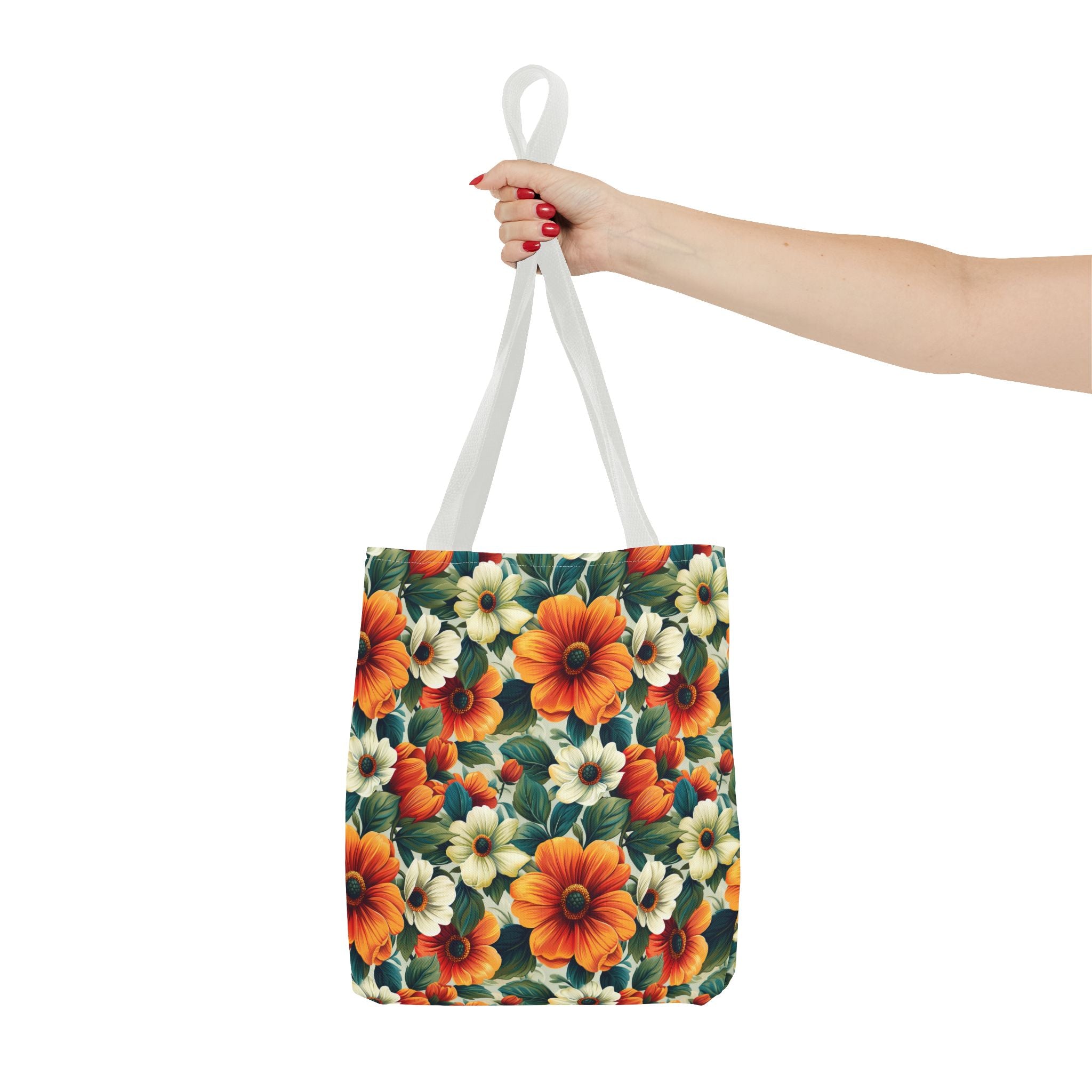 Orange & White Flower Summer Tote Bag