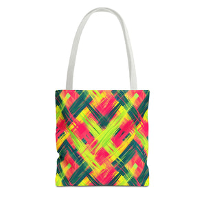 Pink Yellow Green Pattern Eccentric Tote Bag