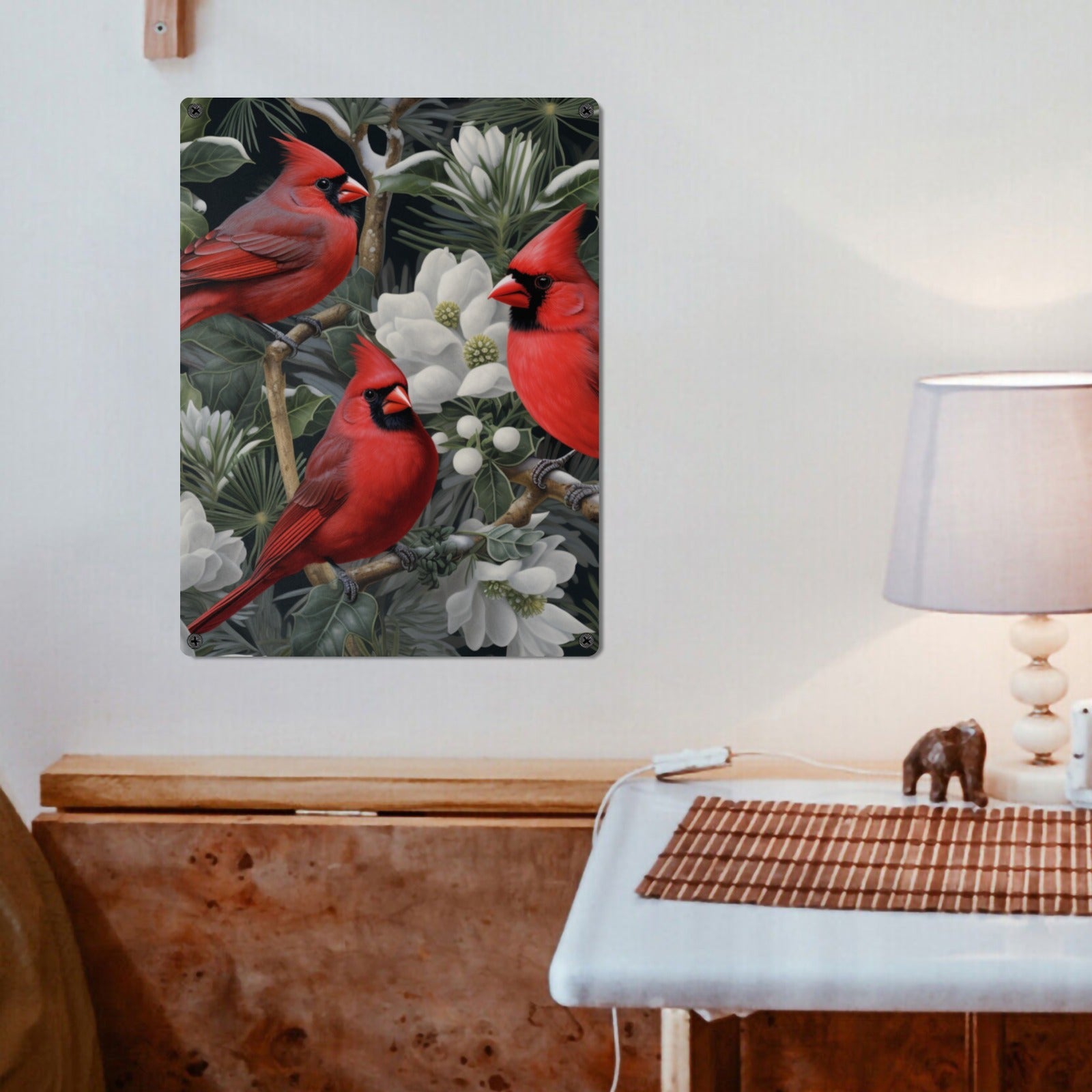 Red Cardinal Metal Sign | 12x16" Bird Wall Art | Indoor/Outdoor Decor by MIWallArt