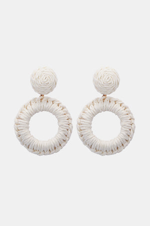 Round Shape Raffia Grass Dangle Earrings