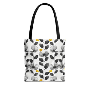 Black & White Floral Tote Bag