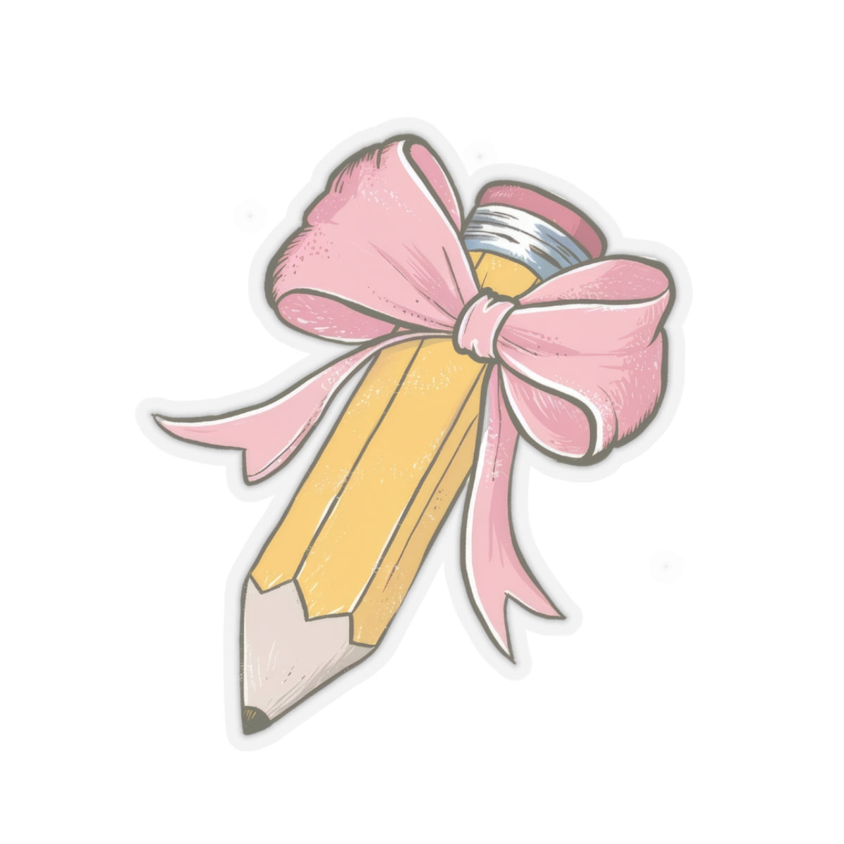 Pink Bow Pencil Adorable Girls Sticker for Teachers Kids back To School Gift