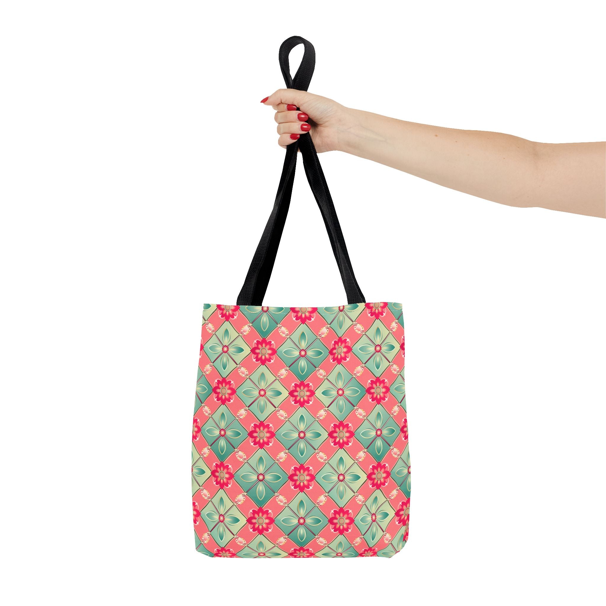 Pink & Blue Floral Tiled Pattern Eccentric Tote Bag