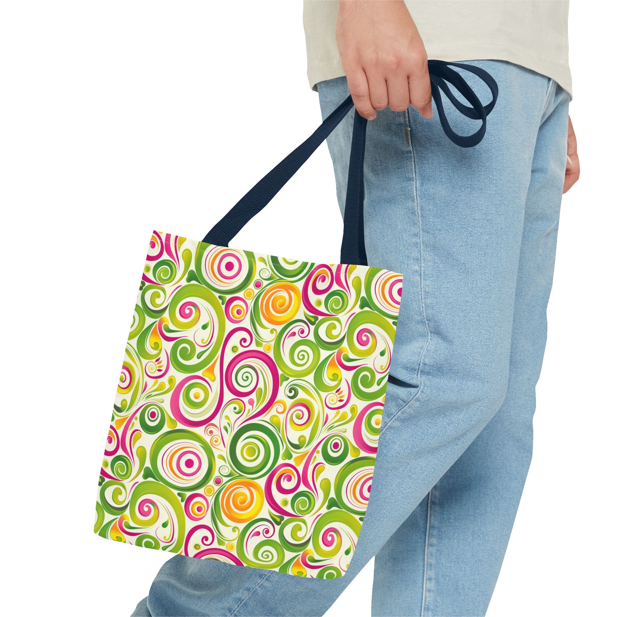 Swirly Pink Yellow Green Pattern Eccentric Tote Bag