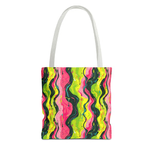 Wavy Pink Yellow Green Pattern Eccentric Tote Bag