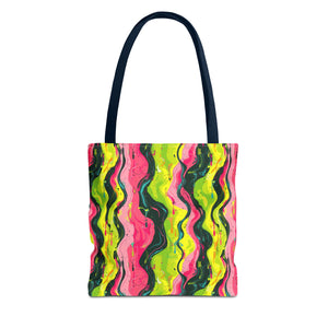 Wavy Pink Yellow Green Pattern Eccentric Tote Bag