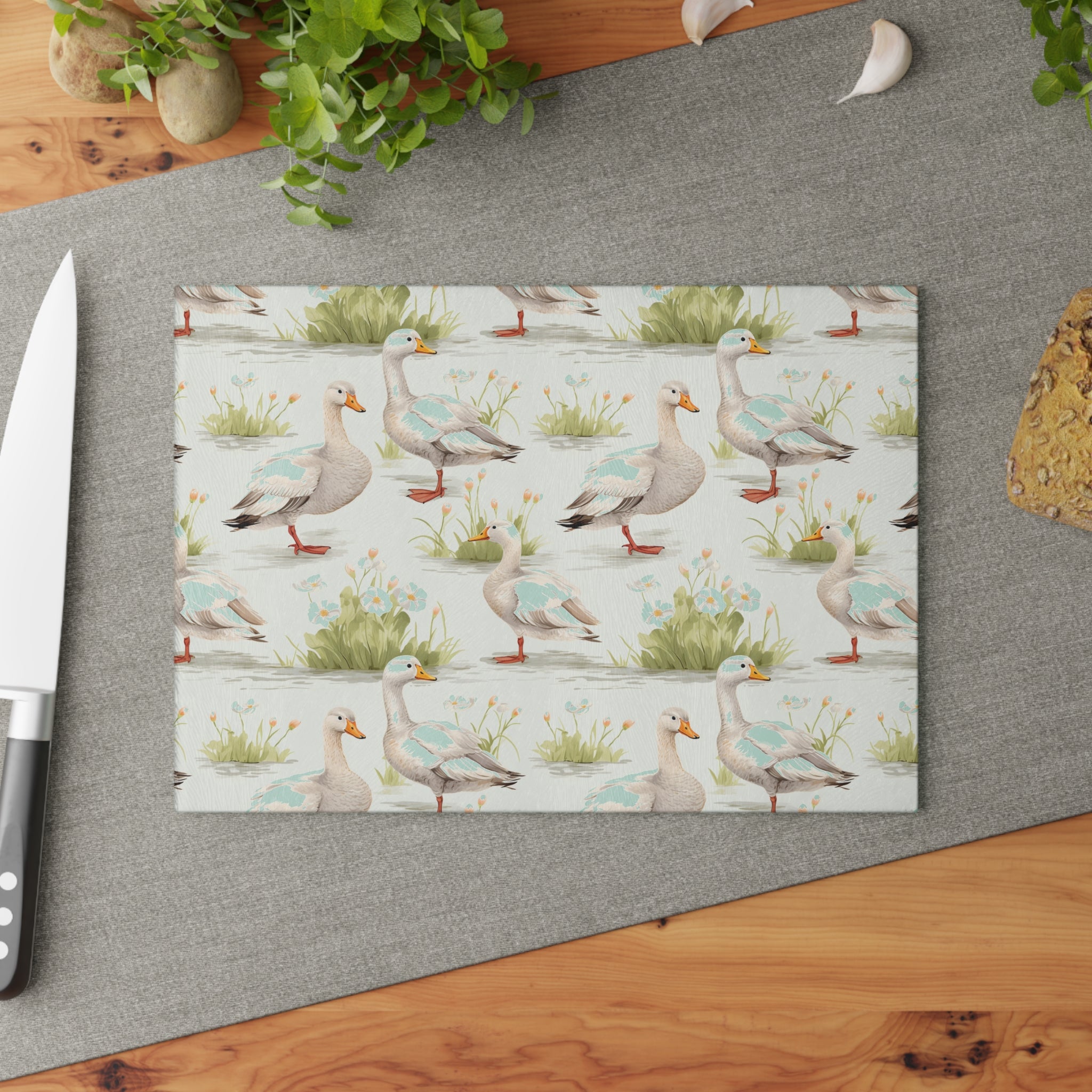 Country Rustic Bird Glass Cutting Board - Kitchen Home Decor