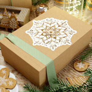 Gold Ornate Snowflake Holiday Christmas Vinyl Sticker