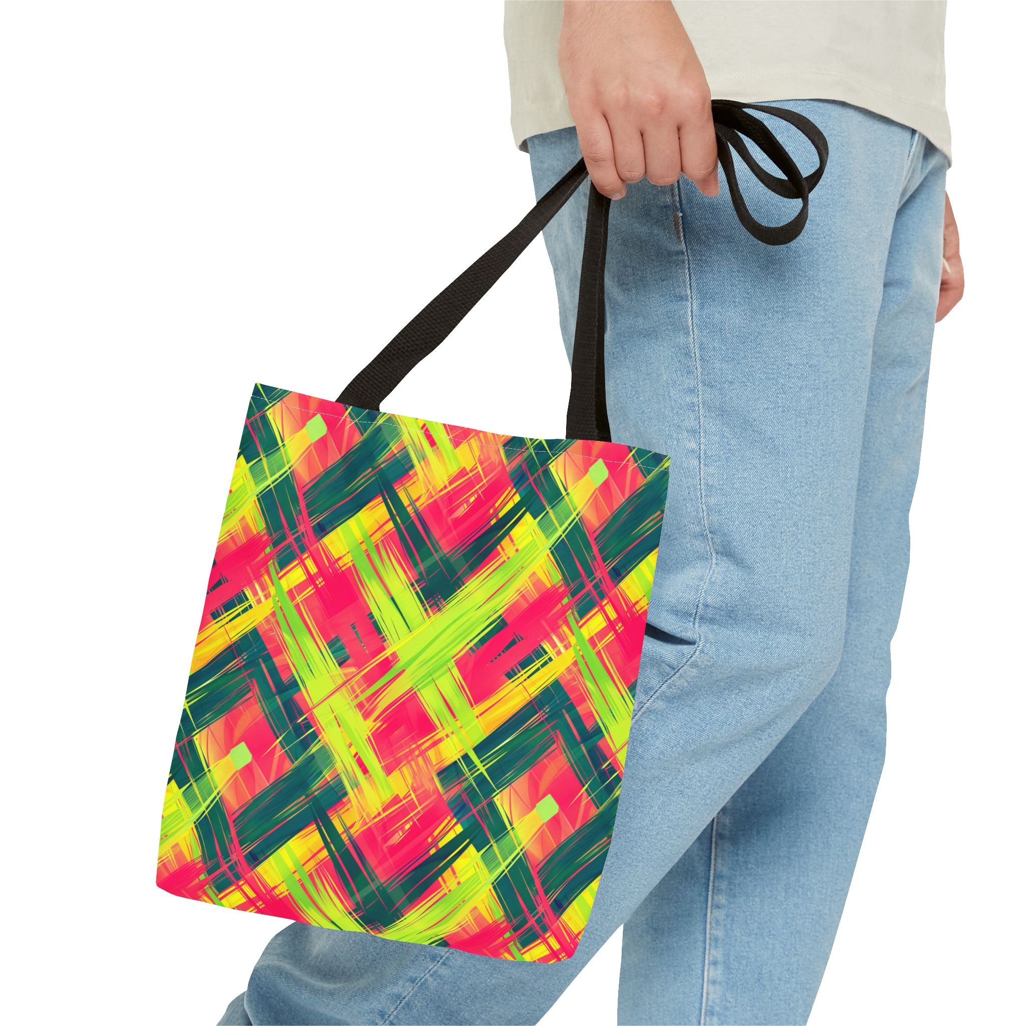 Pink Yellow Green Pattern Eccentric Tote Bag