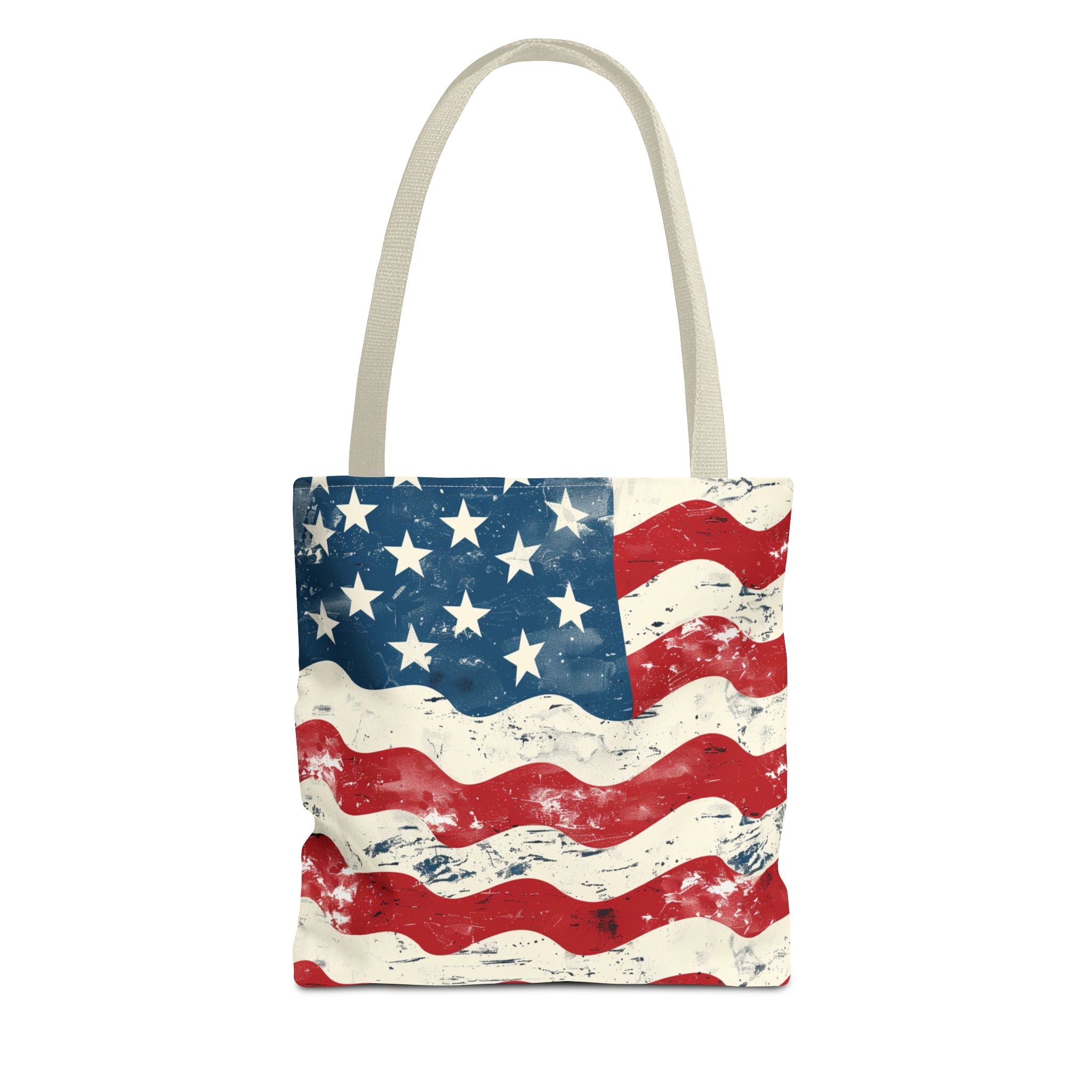 Red, Blue & White Starts American Flag Pattern Patriotic Tote Bag