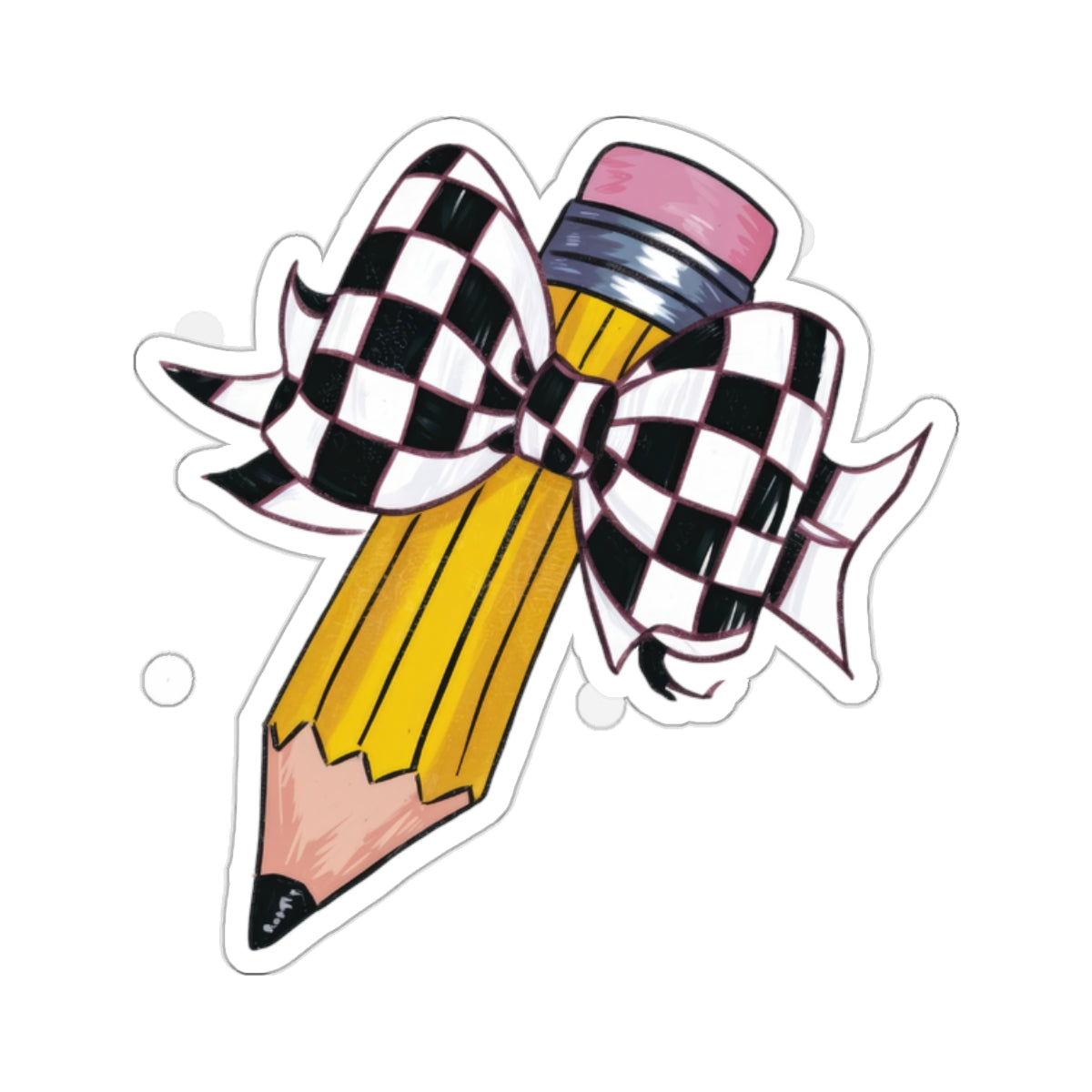 Checkered Flag Bow Pencil Sticker for Teachers back To School Gift