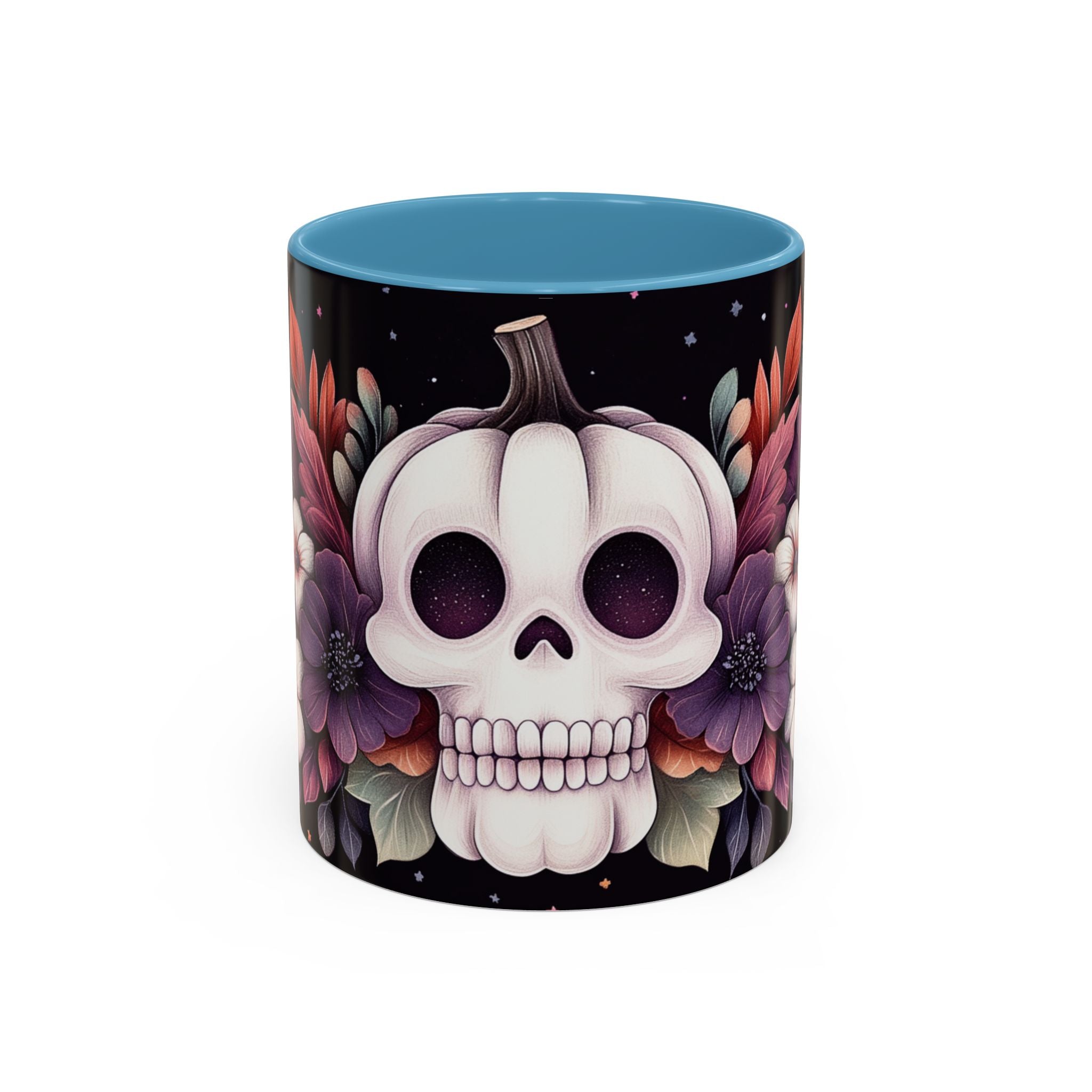 Skull Pumpkin Mug | Halloween Coffee Cup | Gothic Floral Decor | Unique Gift | 11oz & 15oz