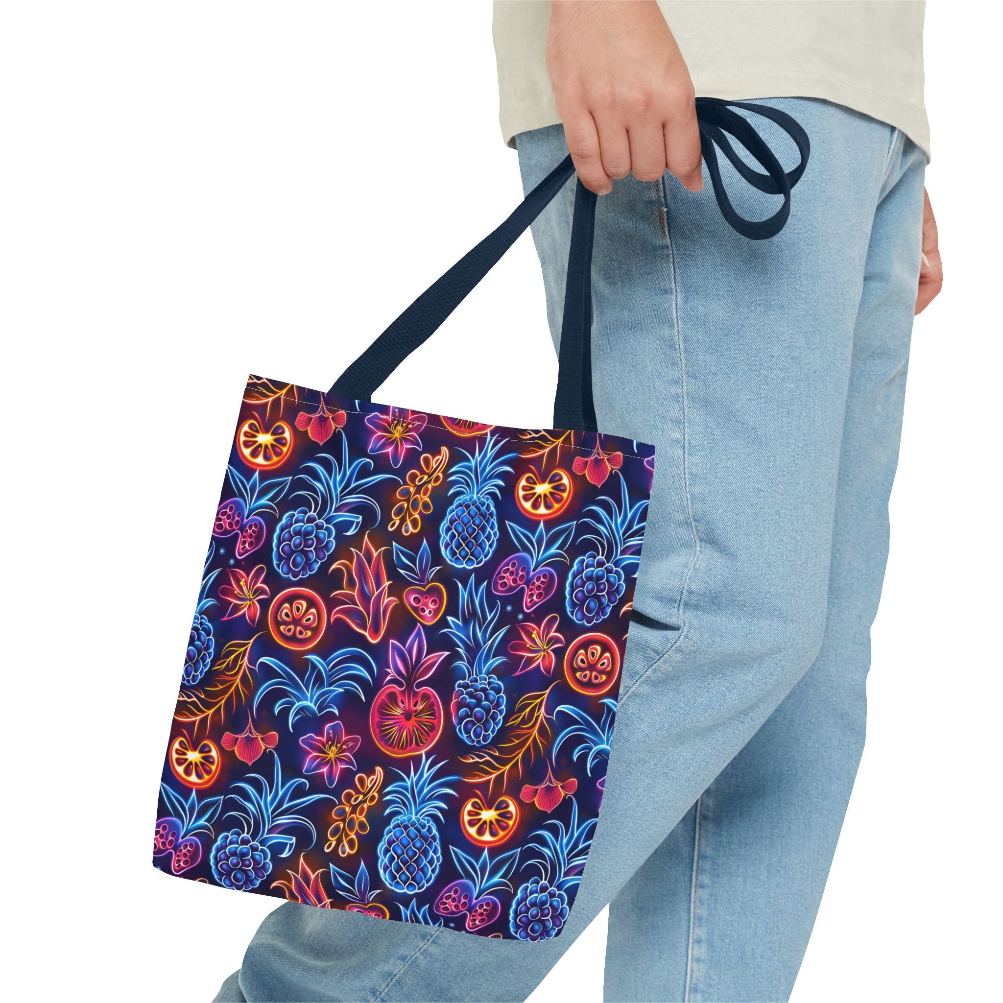 Neon Fruit Print Back to School Tote Bag