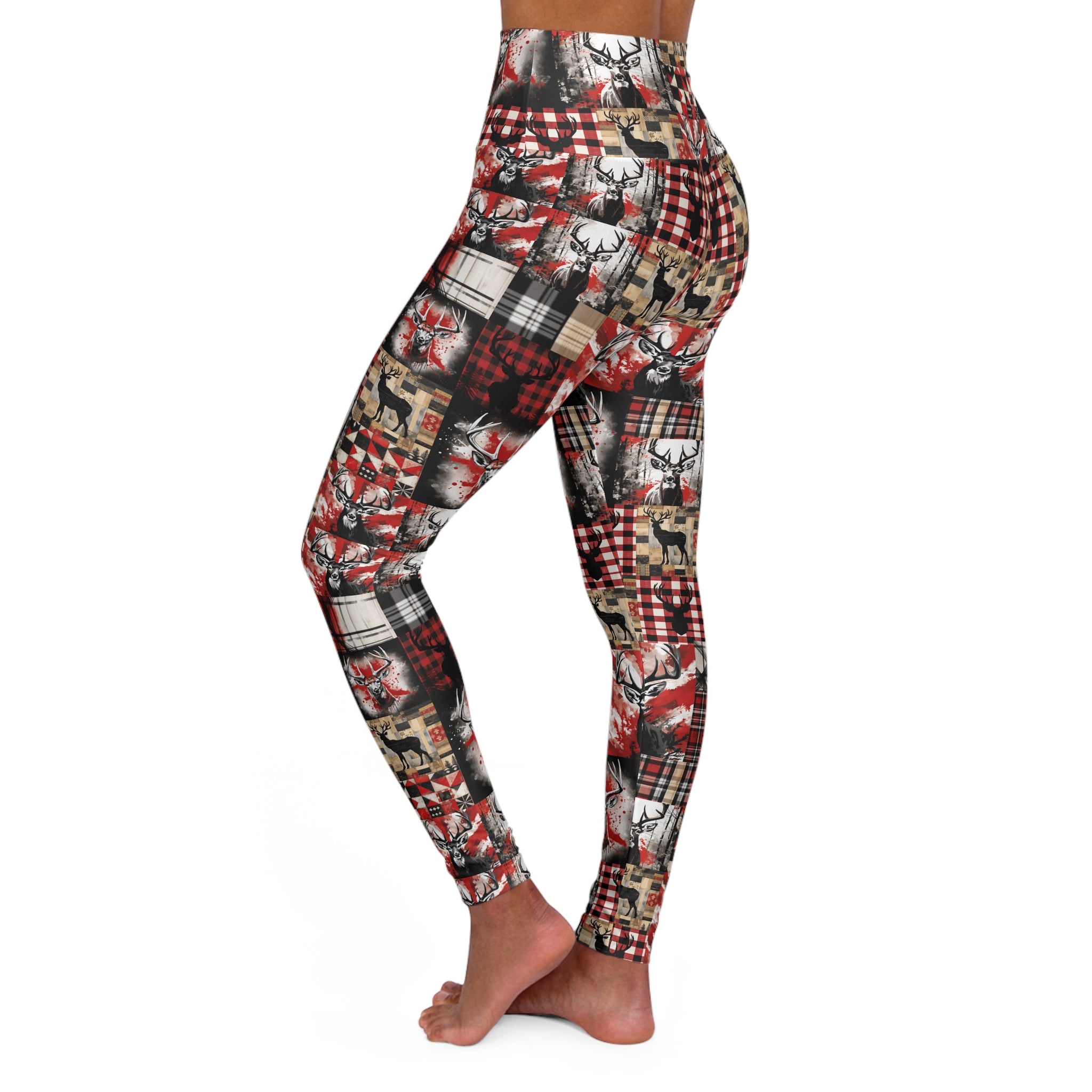 Deer Print Gym Leggings for Women S-2XL - High Waist Design