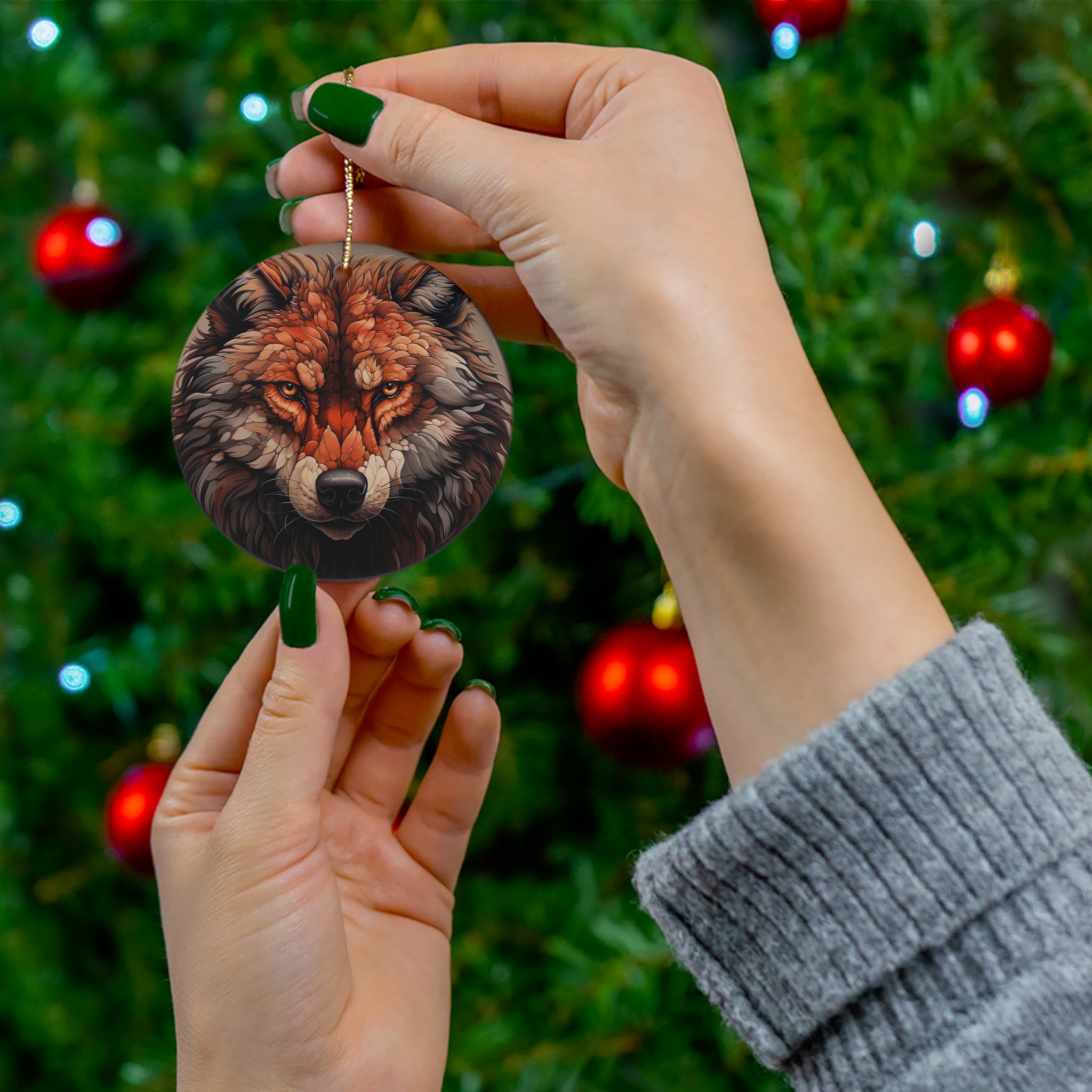 Wolf Gift Ceramic Ornament