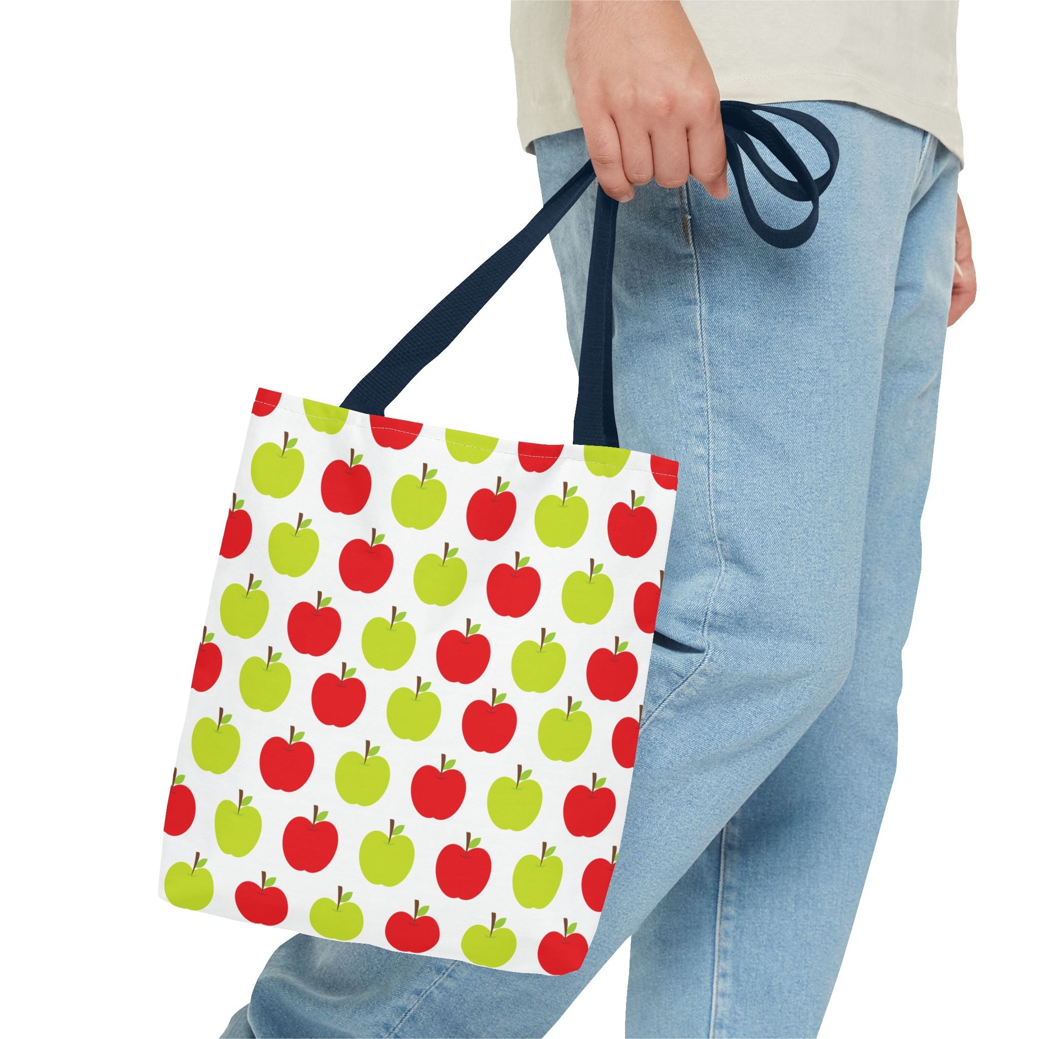 Red & Green Apple Print Back to School Tote Bag