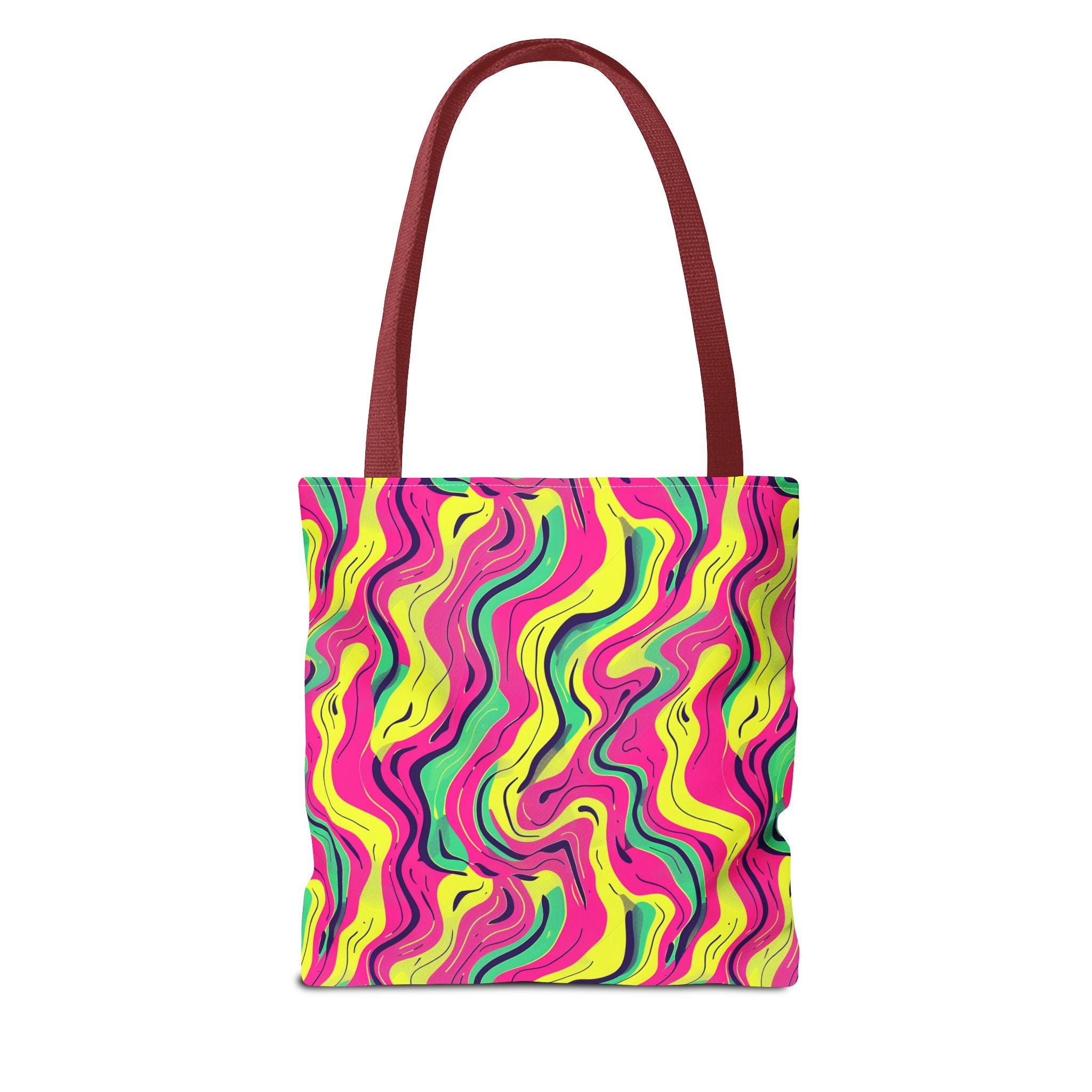 Squiggly Pink Yellow Green Pattern Eccentric Tote Bag