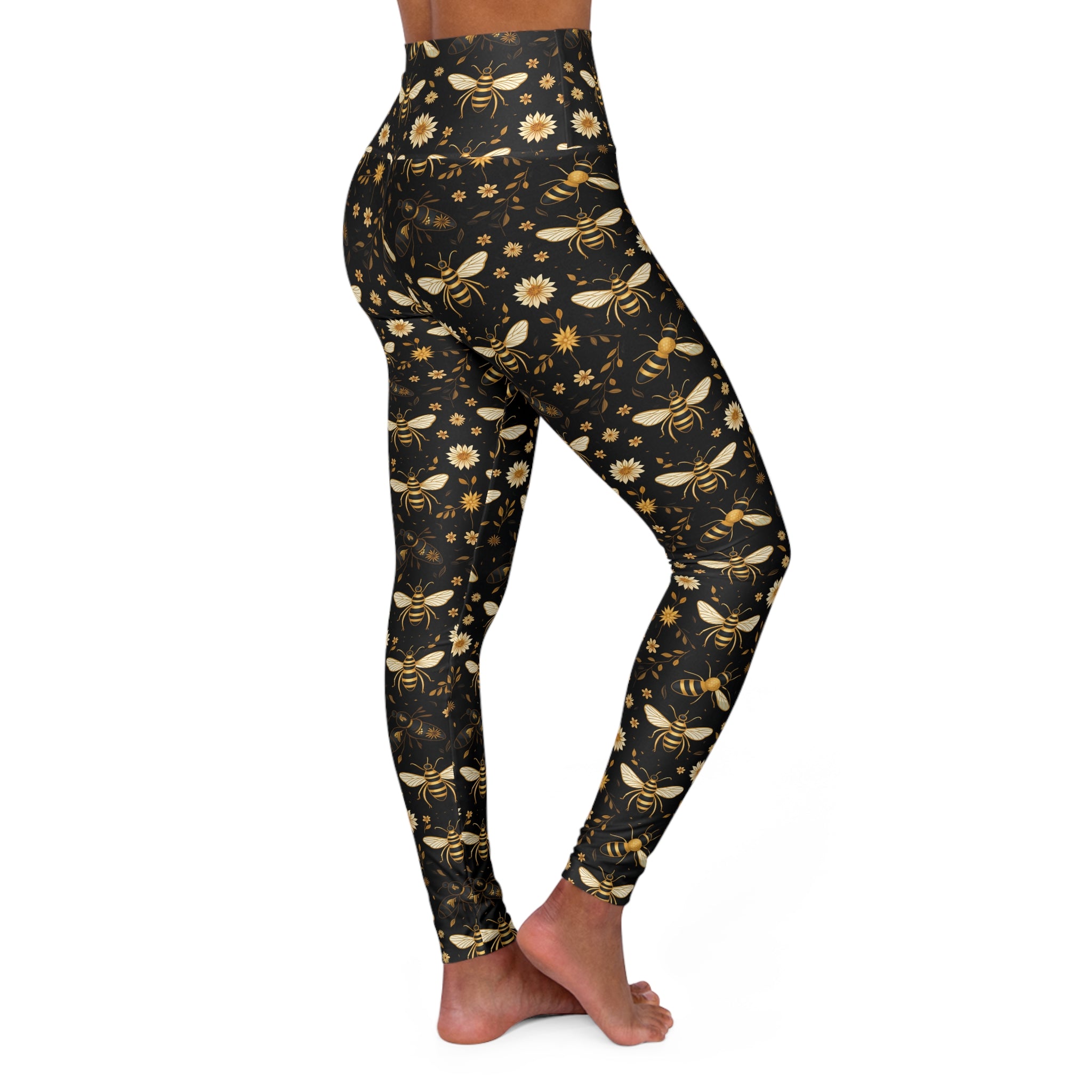 Bee Print Gym Leggings for Women S-2XL - High Waist Yoga Pants