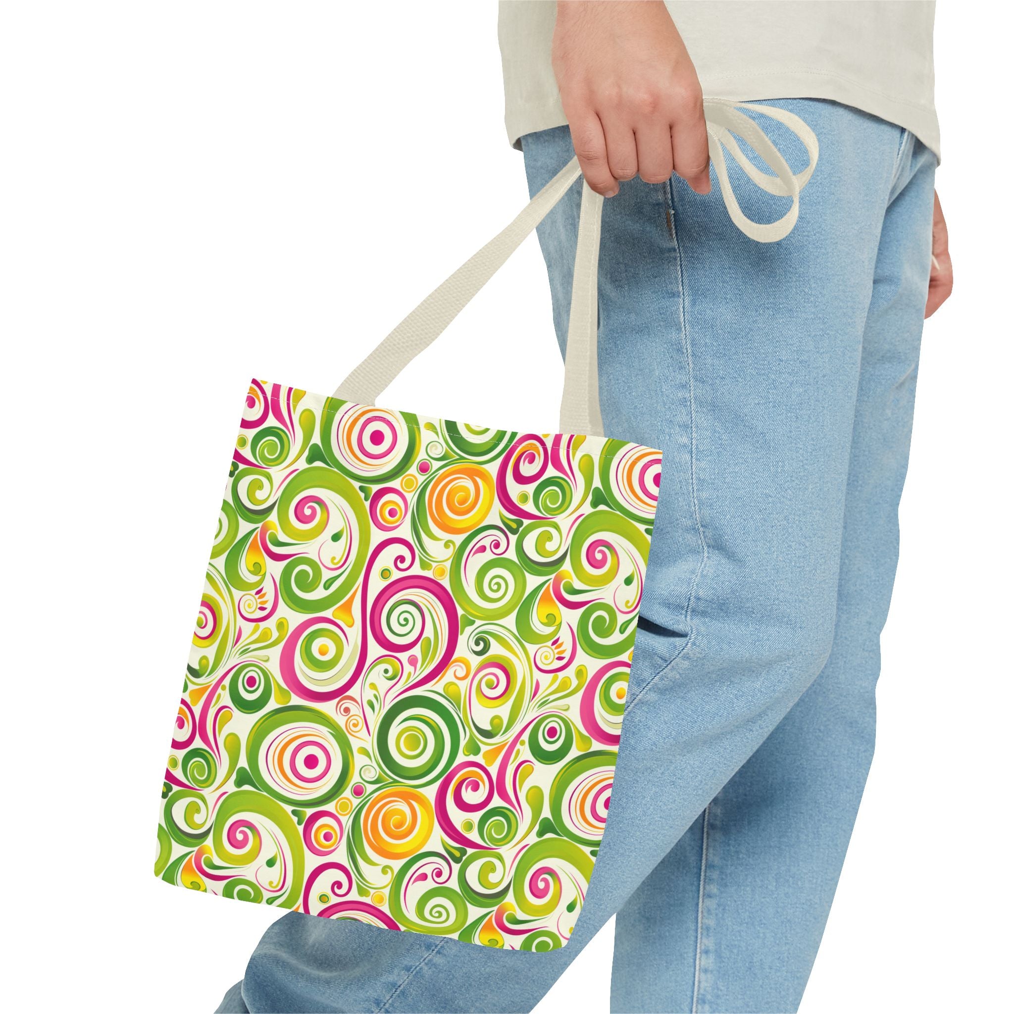 Swirly Pink Yellow Green Pattern Eccentric Tote Bag