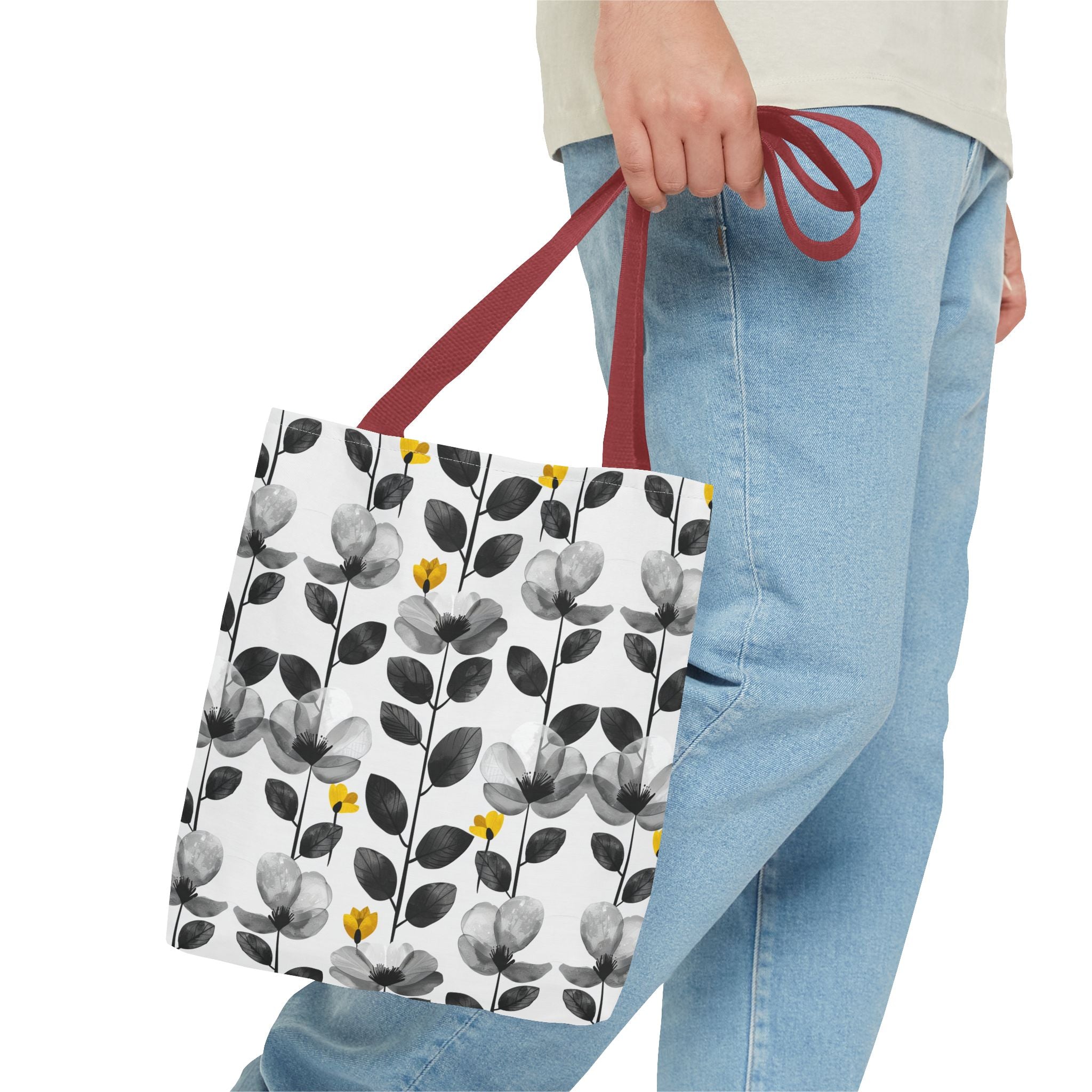 Black & White Floral Tote Bag