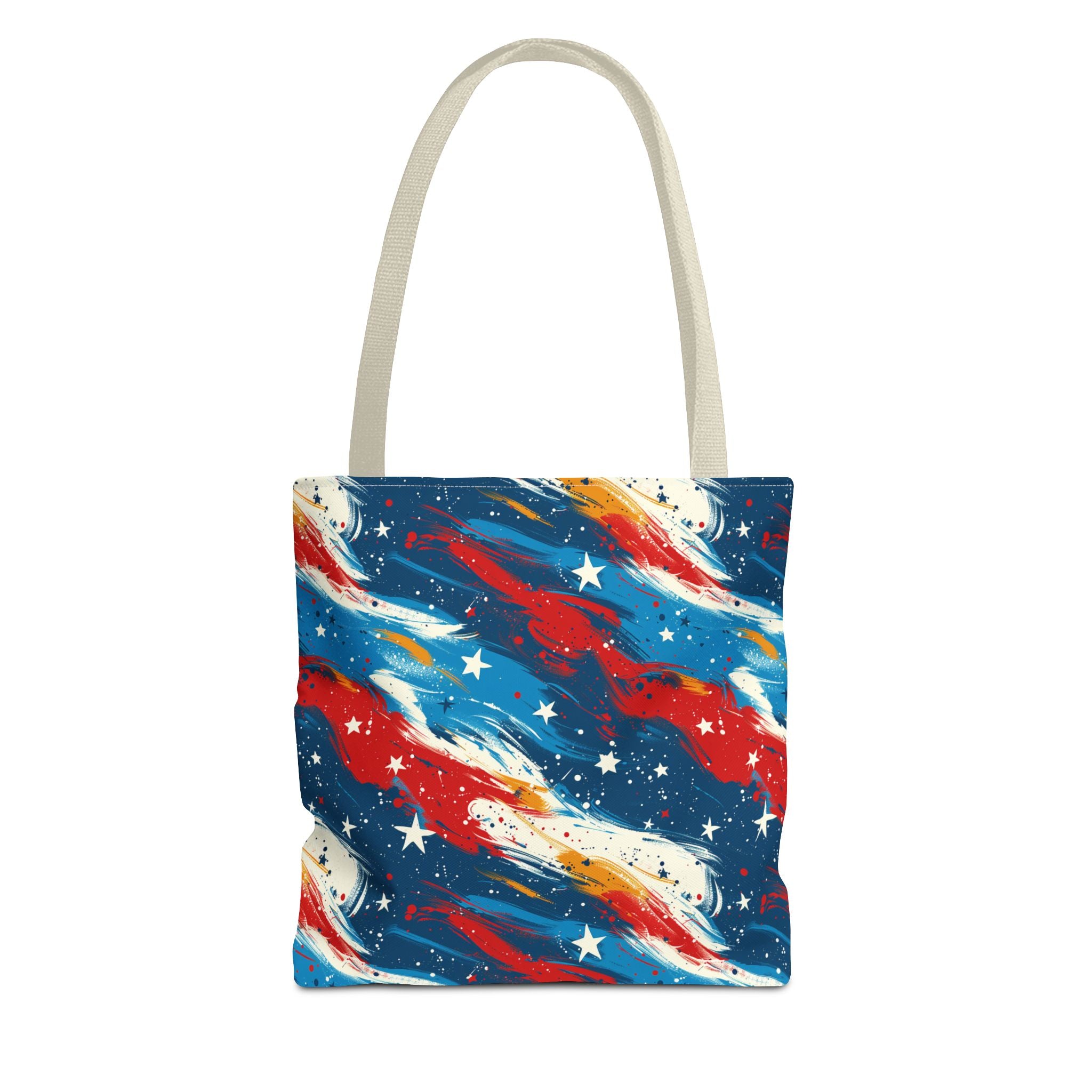 Gold, Red, Blue & White Starts Americana Pattern Patriotic Tote Bag